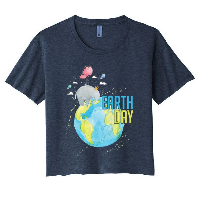Elephant Earth Day Women's Crop Top Tee