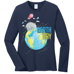 Elephant Earth Day Ladies Long Sleeve Shirt