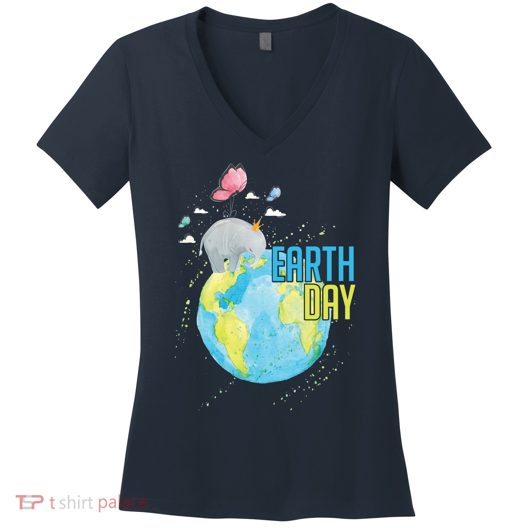 Elephant Earth Day Women's V-Neck T-Shirt