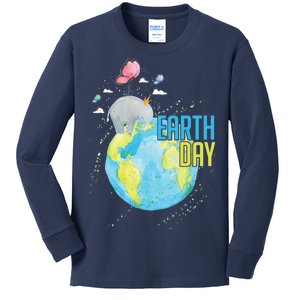 Elephant Earth Day Kids Long Sleeve Shirt