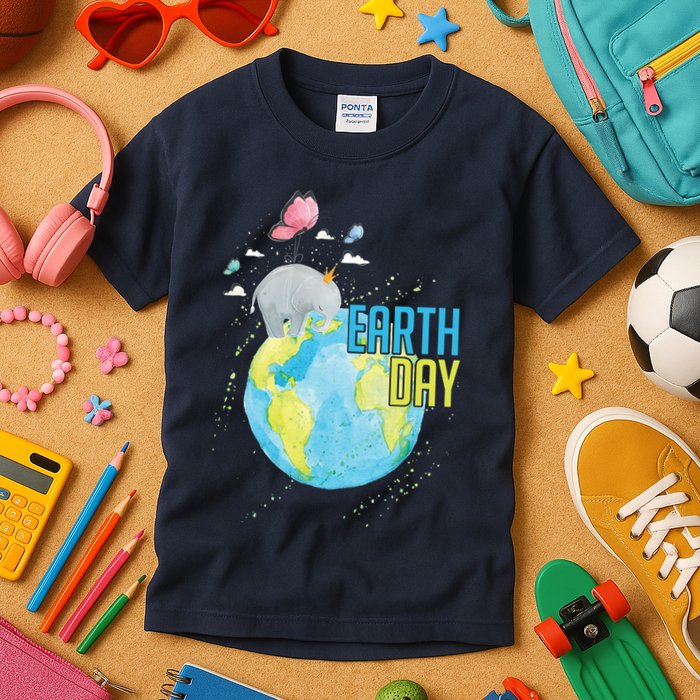 Elephant Earth Day Kids T-Shirt