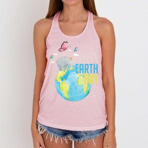 Elephant Earth Day Women's Knotted Racerback Tank