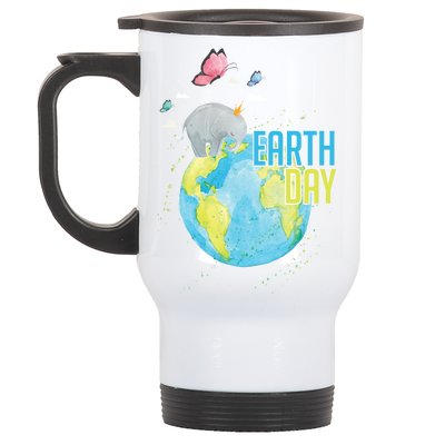 Elephant Earth Day Stainless Steel Travel Mug