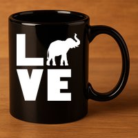 Elephant Love 11oz C Handle Ceramic Mug