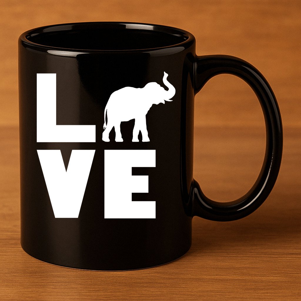 Elephant Love 11oz C Handle Ceramic Mug