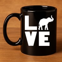 Elephant Love 11oz C Handle Ceramic Mug