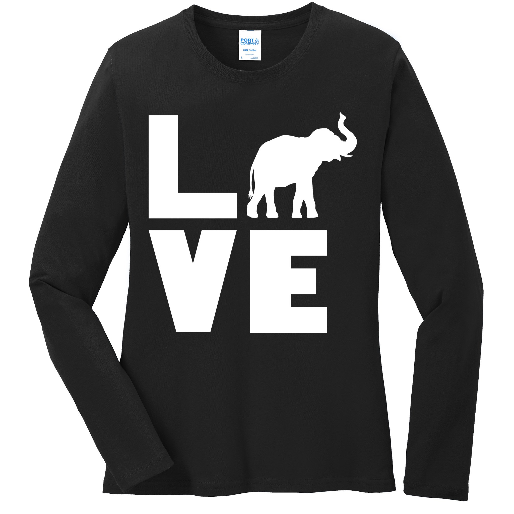 Elephant Love Ladies Long Sleeve Shirt
