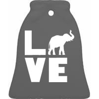 Elephant Love Ceramic Bell Ornament