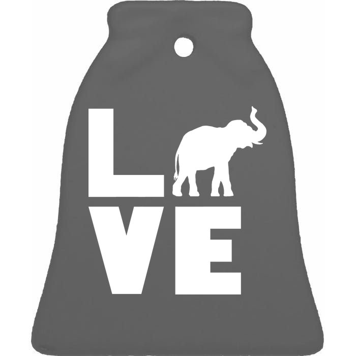 Elephant Love Ceramic Bell Ornament