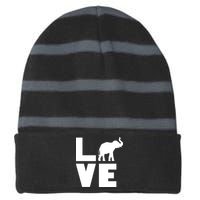 Elephant Love Striped Beanie with Solid Band