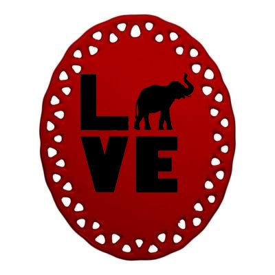 Elephant Love Ceramic Oval Ornament