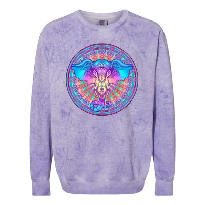 Elephant Mandala Pastel Rainbow Colorblast Crewneck Sweatshirt