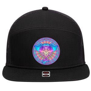 Elephant Mandala Pastel Rainbow 7 Panel Mesh Trucker Snapback Hat