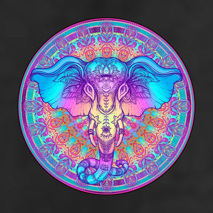Elephant Mandala Pastel Rainbow 7 Panel Mesh Trucker Snapback Hat
