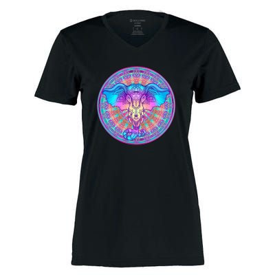 Elephant Mandala Pastel Rainbow Women's Momentum V-Neck T-Shirt