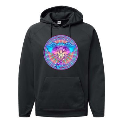 Elephant Mandala Pastel Rainbow Performance Fleece Hoodie