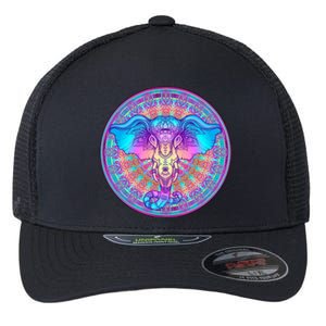 Elephant Mandala Pastel Rainbow Flexfit Unipanel Trucker Cap