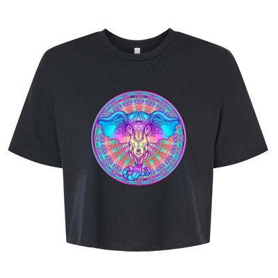 Elephant Mandala Pastel Rainbow Bella+Canvas Jersey Crop Tee