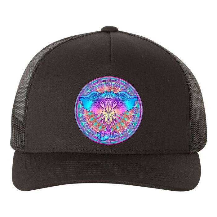 Elephant Mandala Pastel Rainbow Yupoong Adult 5-Panel Trucker Hat