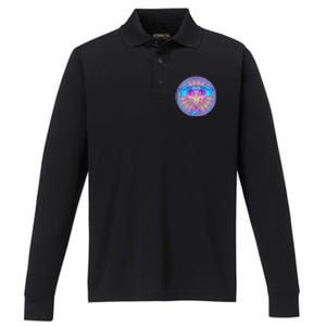 Elephant Mandala Pastel Rainbow Performance Long Sleeve Polo