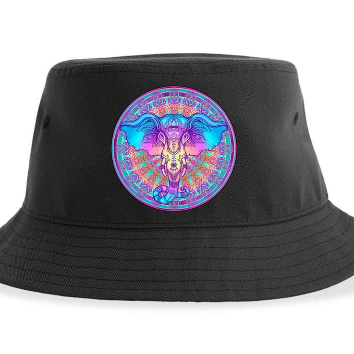 Elephant Mandala Pastel Rainbow Sustainable Bucket Hat