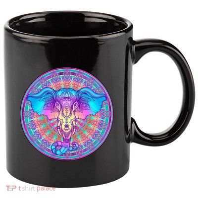 Elephant Mandala Pastel Rainbow 11oz C Handle Ceramic Mug