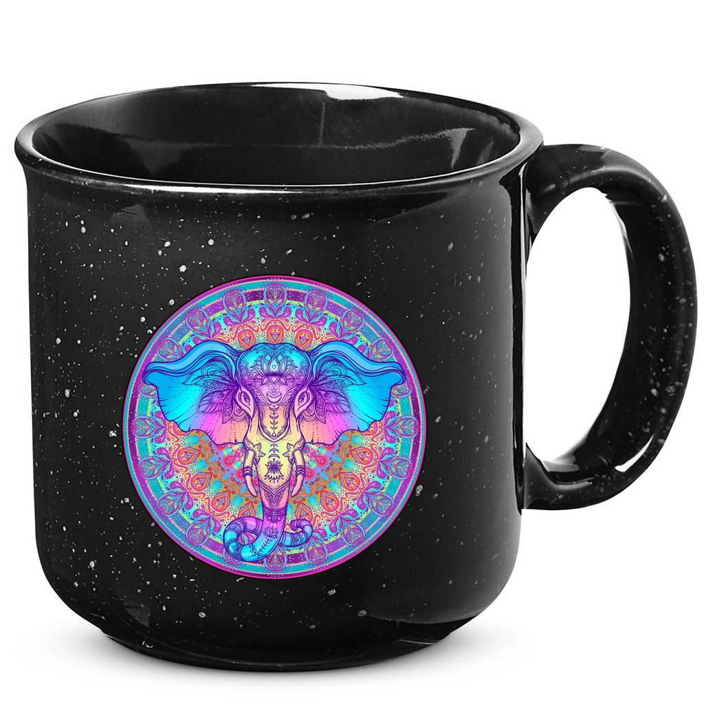 Elephant Mandala Pastel Rainbow 15oz Campfire Ceramic Mug