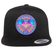 Elephant Mandala Pastel Rainbow Flat Bill Trucker Hat