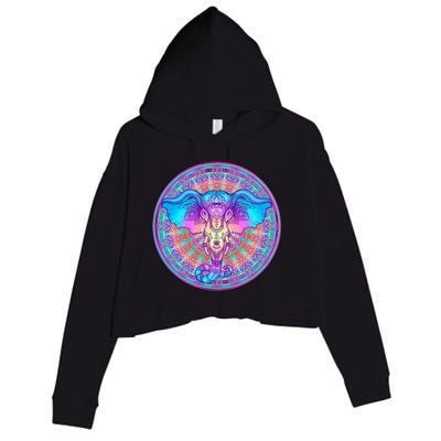 Elephant Mandala Pastel Rainbow Crop Fleece Hoodie