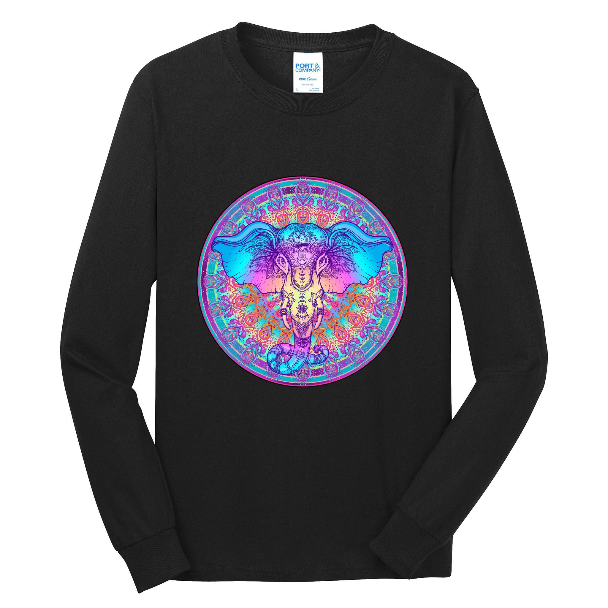 Elephant Mandala Pastel Rainbow Tall Long Sleeve T-Shirt