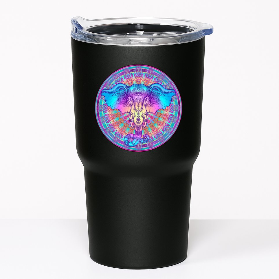 Elephant Mandala Pastel Rainbow Tumbler