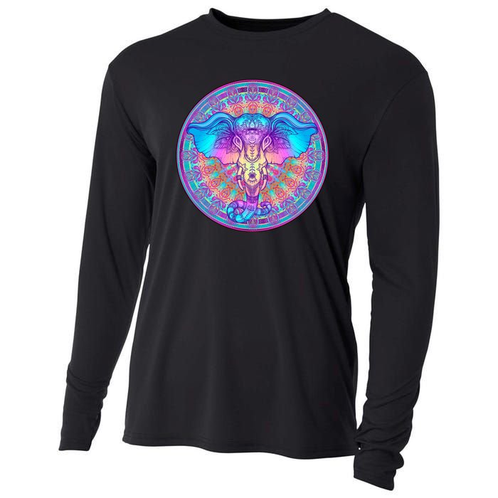 Elephant Mandala Pastel Rainbow Cooling Performance Long Sleeve Crew