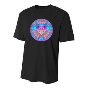 Elephant Mandala Pastel Rainbow Youth Performance Sprint T-Shirt