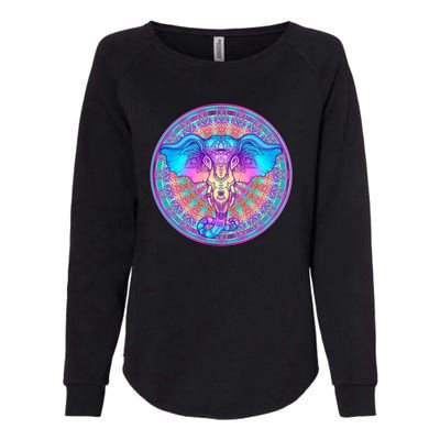 Elephant Mandala Pastel Rainbow Womens California Wash Sweatshirt