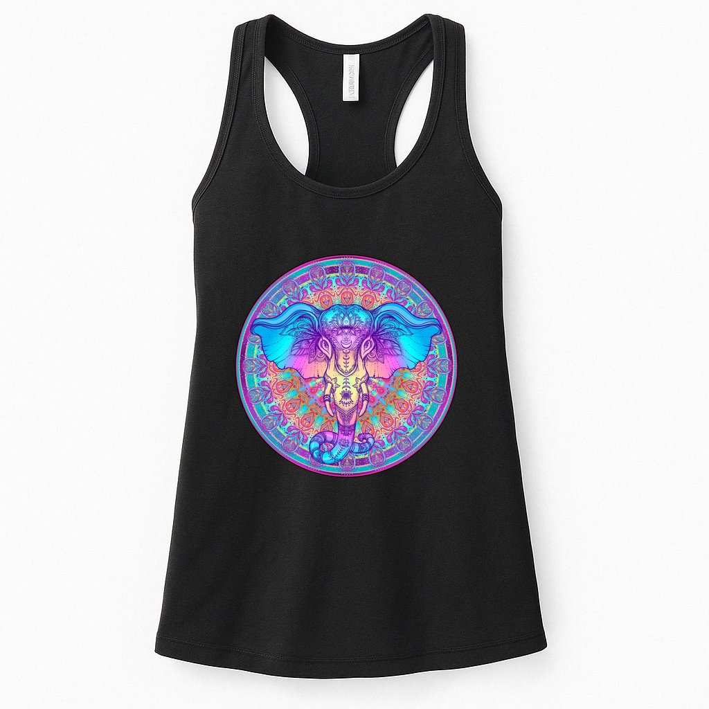 Elephant Mandala Pastel Rainbow Womens Tank Top