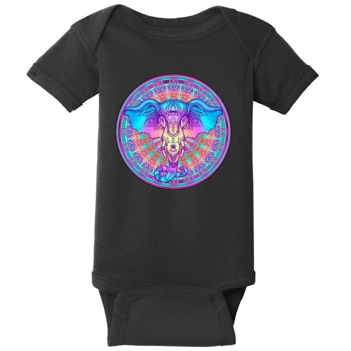 Elephant Mandala Pastel Rainbow Baby Bodysuit