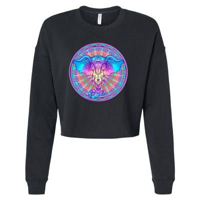 Elephant Mandala Pastel Rainbow Cropped Pullover Crew