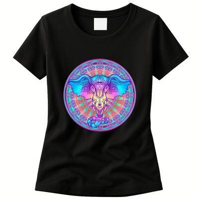 Elephant Mandala Pastel Rainbow Womens T-Shirt