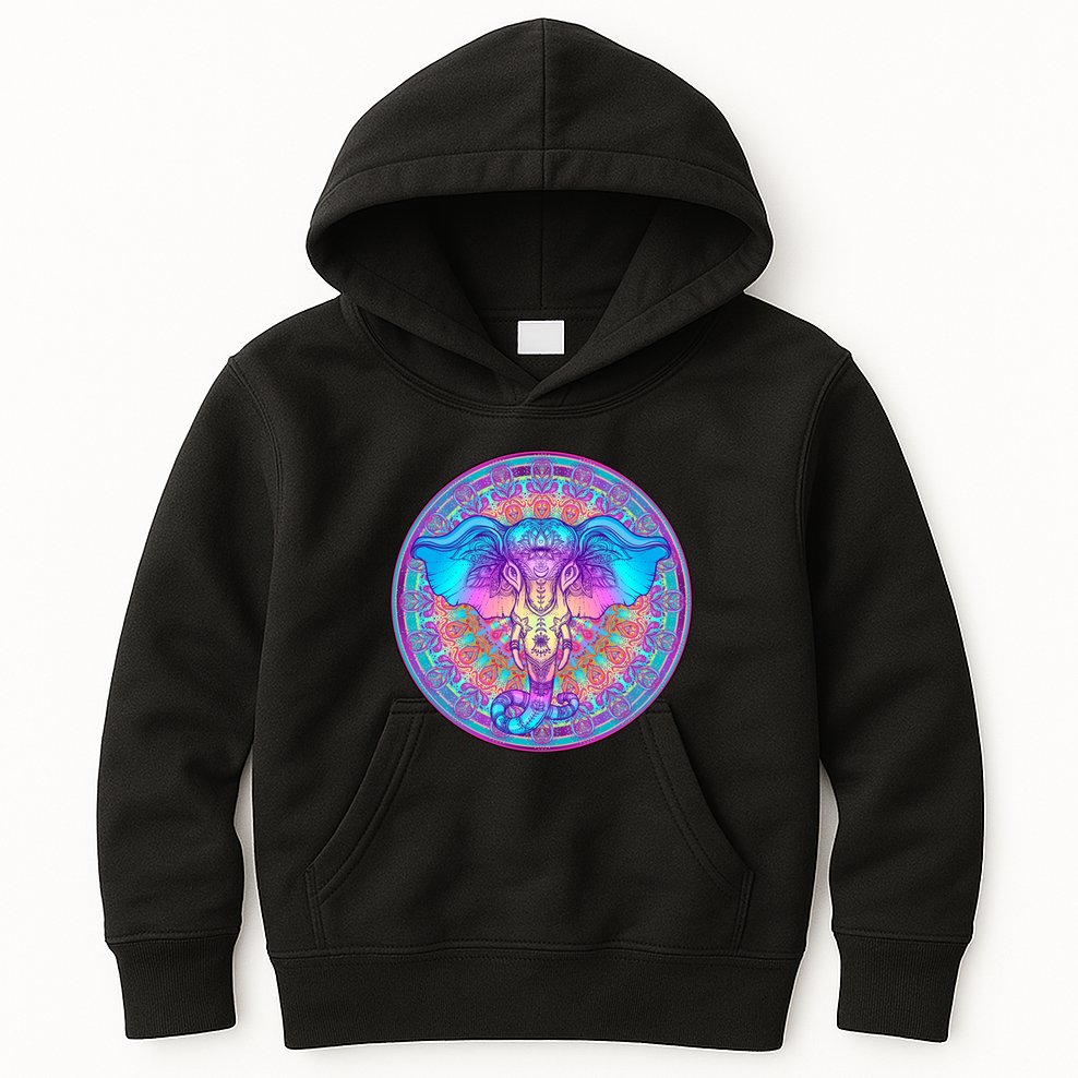 Elephant Mandala Pastel Rainbow Kids Hoodie