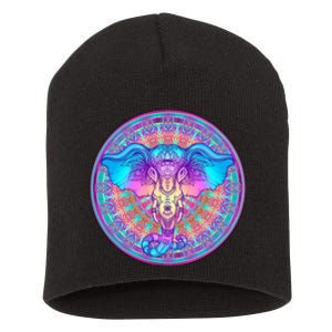 Elephant Mandala Pastel Rainbow Short Acrylic Beanie