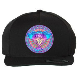 Elephant Mandala Pastel Rainbow Wool Snapback Cap