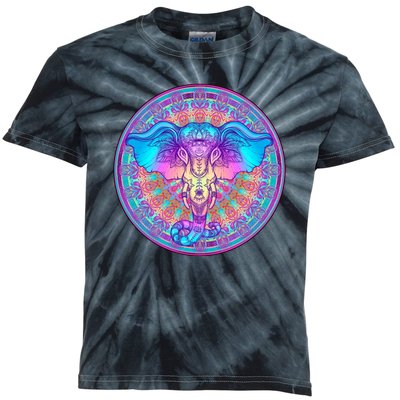 Elephant Mandala Pastel Rainbow Kids Tie-Dye T-Shirt