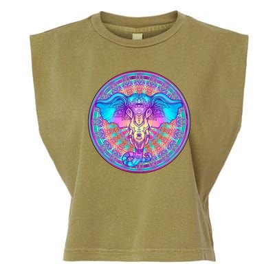 Elephant Mandala Pastel Rainbow Garment-Dyed Women's Muscle Tee