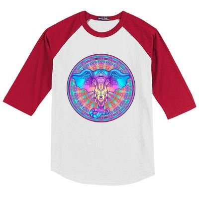 Elephant Mandala Pastel Rainbow Kids Colorblock Raglan Jersey