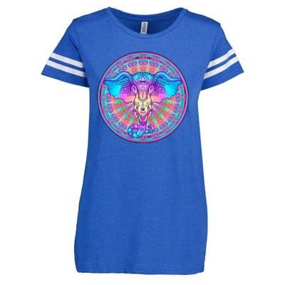 Elephant Mandala Pastel Rainbow Enza Ladies Jersey Football T-Shirt