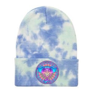 Elephant Mandala Pastel Rainbow Tie Dye 12in Knit Beanie