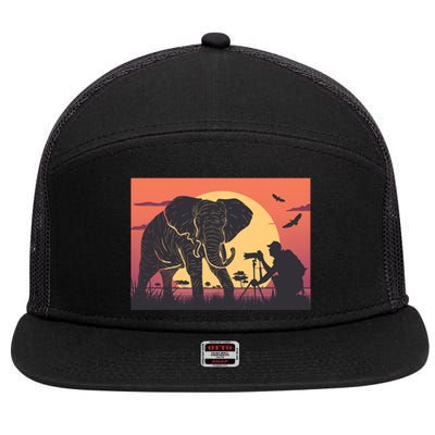 Elephant Photography 7 Panel Mesh Trucker Snapback Hat