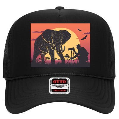 Elephant Photography High Crown Mesh Back Trucker Hat