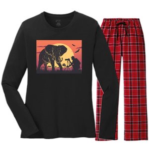 Elephant Photography Women's Long Sleeve Flannel Pajama Set 