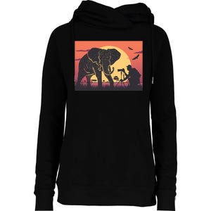 Elephant Photography Womens Funnel Neck Pullover Hood